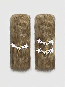 ROMWE Grunge Punk 1pair Women Star Decor Fluffy Leg Warmers - Multicolor - View 6