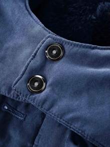Manfinity Homme Áo khoác nam có nắp có viền mờ có mũ trùm đầu - Màu xanh hải quân - Xem 3