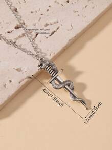 ROMWE Grunge Punk 1pc Funky Iron Alloy Snake Decor Necklace For Women For Daily Decoration