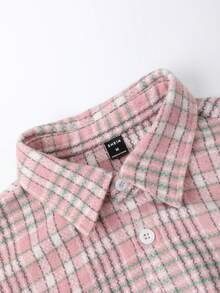 Manfinity Hypemode Men Plaid & Letter Graphic Overcoat Without Hoodie - Pink - View 4