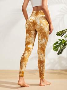 Easithlete 紮染寬腰帶運動打底褲