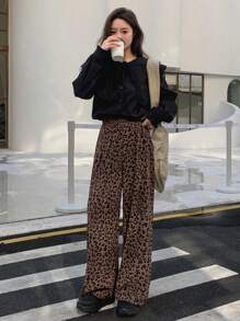 FRIFUL 豹紋闊腿褲