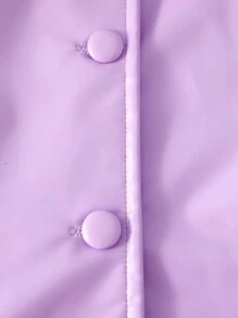 SHEIN 女小童毛茸茸翻領腰帶PU皮革外套 - 紫色 - 查看 4