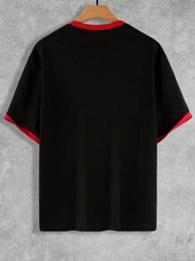 Manfinity EMRG Camiseta Extragrande De Hombres Con Diseño De Eslogan Gráfico Y Ribete De Contraste