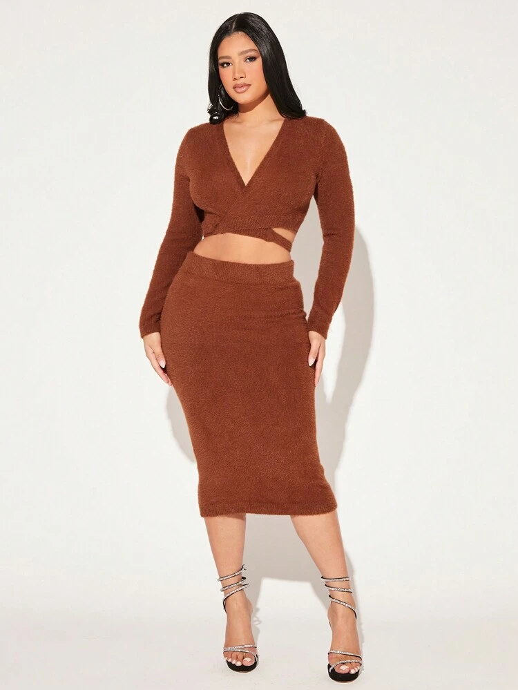 Solid Crisscross Tie Back Crop Cardigan