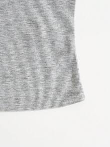 Soleia Ruffle Trim Rib-knit Tee - Grey - View 4