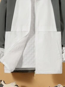 SHEIN Cậu bé Tween Khối màu Lót nhiệt Áo trùm đầu - Nhiều màu - Xem 5