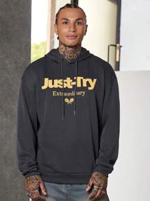 Manfinity VCAY 超大款男士字母图案抽绳连帽衫