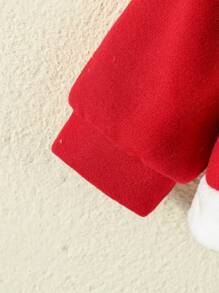 Baby Girl Heart & Gingerbread Man Embroidery Bow Front Thermal Lined Coat