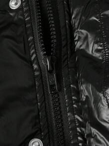 Manfinity VCAY 1 件拉链开合连帽超宽松无袖棉服外套，适合秋冬 - 黑色 - 查看 5