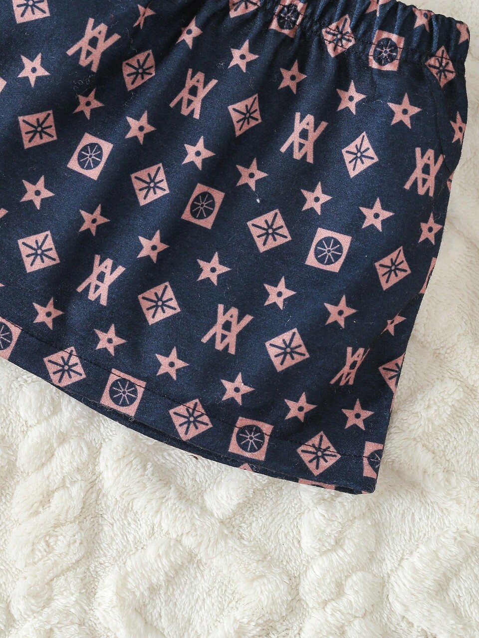 Baby Girls Star Print Contrast Trim Flap Detail Jacket & Skirt