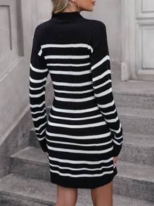 SHEIN Clasi Vestido A Rayas Blanco Y Negro - Multicolor - Ver 2