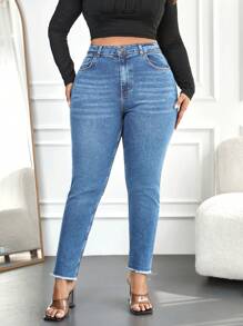 RueChic Plus Size  Slim Fit High Waist Jeans - Medium Wash - View 1