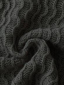 Calvaya 大碼高領落肩袖套頭毛衣 - 深灰色 - 查看 3