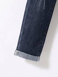 SHEIN Young Boy Ripped Frayed Cat Scratch Jeans - Medium Wash - View 4