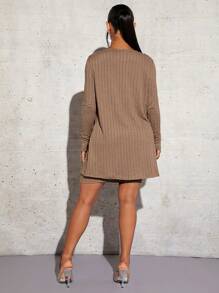 SHEIN SXY Solid Tube Bodycon Dress With Coat - Khaki - View 2