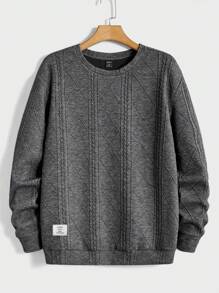 Manfinity VCAY Oversized Men's Letter Patched Drop Shoulder Sweatshirt - Dark Grey - View 1