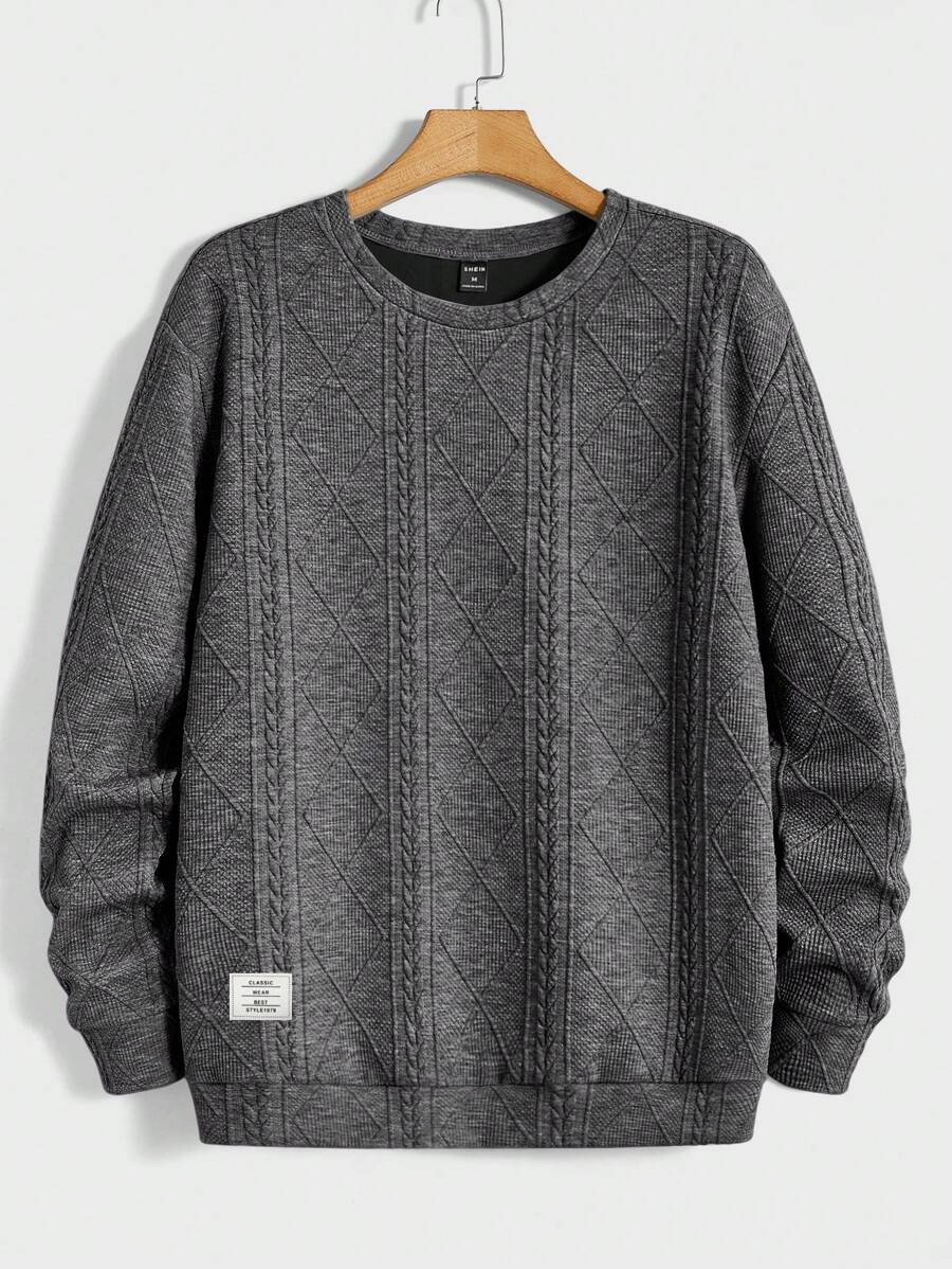 Manfinity VCAY Oversized Men's Letter Patched Drop Shoulder Sweatshirt - Dark Grey - View 1