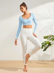 Eassivo Eassivo Scoop Neck Crop Sports Tee - Baby Blue - View 3