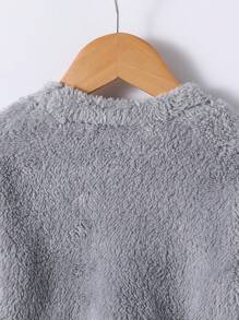 SHEIN Áo nỉ trễ vai cô gái trẻ - Màu Xám nhạt - Xem 4