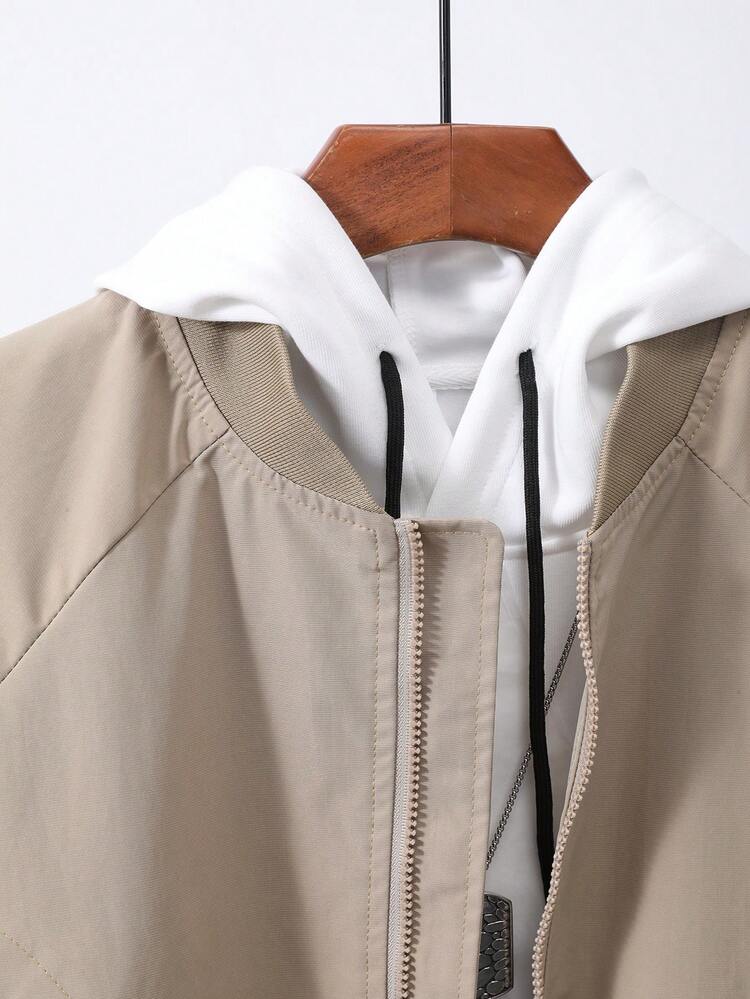 Loose Fit Men's Zipper Jacket Without Hoodie