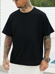 Manfinity Homme Men Plus Solid Round Neck Tee - Black - View 3
