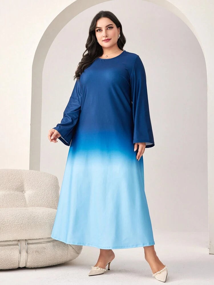 Plus Ombre Bell Sleeve Dress