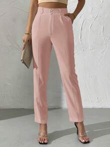 SHEIN Privé Cao eo Túi nghiêng Quần tây - Hồng - Xem 1