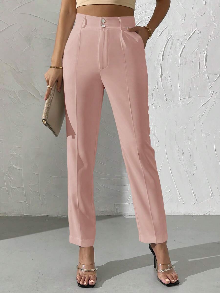 SHEIN Privé Cao eo Túi nghiêng Quần tây - Hồng - Xem 1