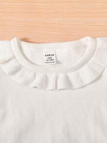 女嬰荷葉邊荷葉袖套頭毛衣&針織連身褲 - 粉色 - 查看 3