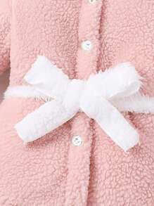 腰帶 前紐扣撞色嬰童（女）外套