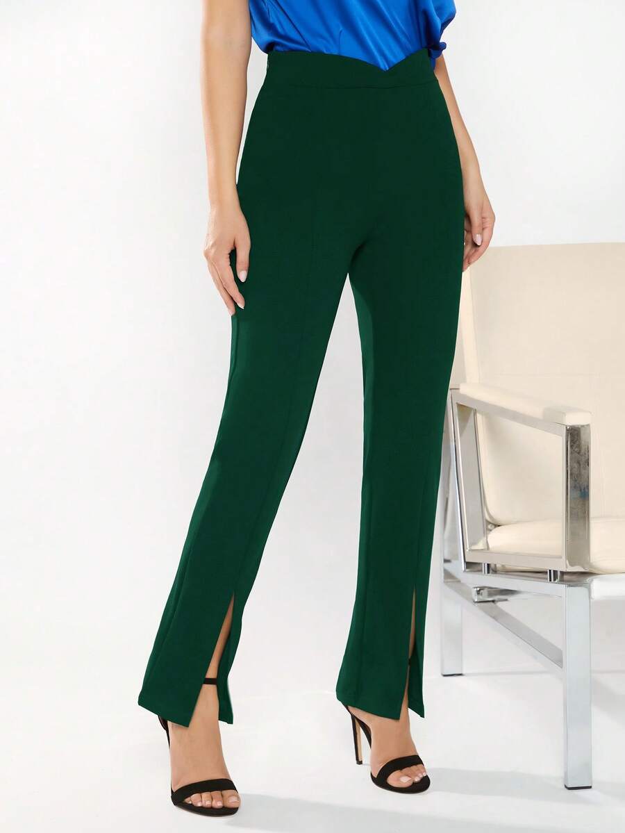 BizChic Quần viền xẻ liền - Màu xanh lá cây đậm - Xem 1