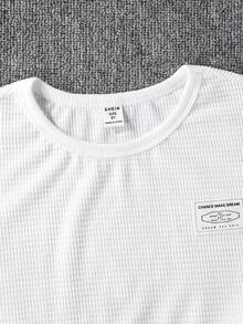 Chico preadolescente Camiseta con slogan con diseño de parche - Blanco - Ver 5