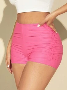 SHEIN SXY Shorts unicolor fruncido PU