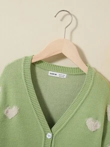 SHEIN Cô gái Tween Hình trái tim Thả vai Áo len Mở - Nhiều màu - Xem 5