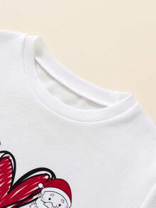 SHEIN 女大童聖誕圖案套頭衫&喇叭褲 - 紅色 - 查看 6