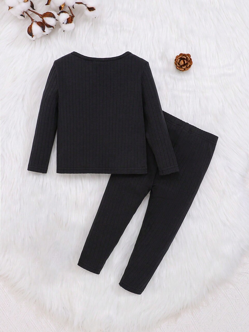 Baby Boy Solid Ribbed Knit Snug Fit PJ Set