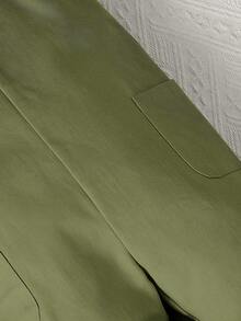 SHEIN 男嬰字母拼貼細節雙口袋連身褲 - 軍綠色 - 查看 4