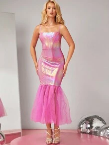 Hauture 全息美人魚擺半身裙背心連衣裙 - 淺粉色 - 查看 1