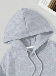 INAWLY Solidna, ściągana sznurkiem, termiczna, krótka bluza z kapturem, bluzki z długim rękawem