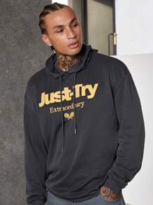 Manfinity VCAY 超大款男士字母图案抽绳连帽衫