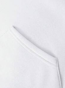 Men Slogan Graphic Drop Shoulder Drawstring Hoodie - White - View 6