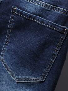 Manfinity Homme Herr Mager Jeans Bomull Slitna Mustasch-effekt