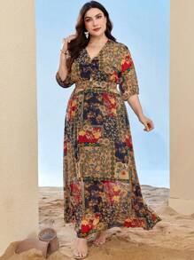 Mulvari Plus Patchwork In Dress Maxi Trang Phục Phụ Nữ Cho Mùa Hè - Nhiều màu - Xem 5