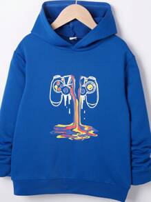 SHEIN Sudadera con gráfico de control de juegos para niño preadolescente - azul real - Ver 3