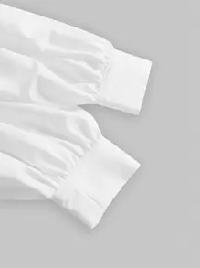 SHEIN MOD Solid Button Front Asymmetrical Hem Shirt Dress - White - View 4