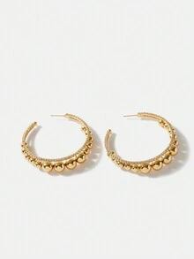 SHEIN SXY 1pair Minimalist & Fashionable Personalized Earrings - Yellow Gold - View 2