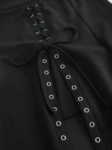 SHEIN MOD Falda con abertura en el muslo con cordones en la parte delantera - Negro - Ver 4