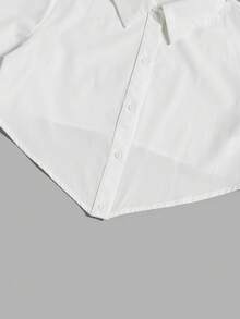 SHEIN EZwear Chất rắn Tay áo loe Mùa vụ Áo sơ mi - trắng - Xem 4