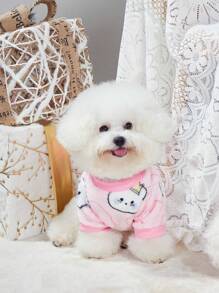 PETSIN 1入組粉色的法蘭絨寵物運動衫帶皇冠小熊印花,,濃烈香調 - 彩色 - 查看 6